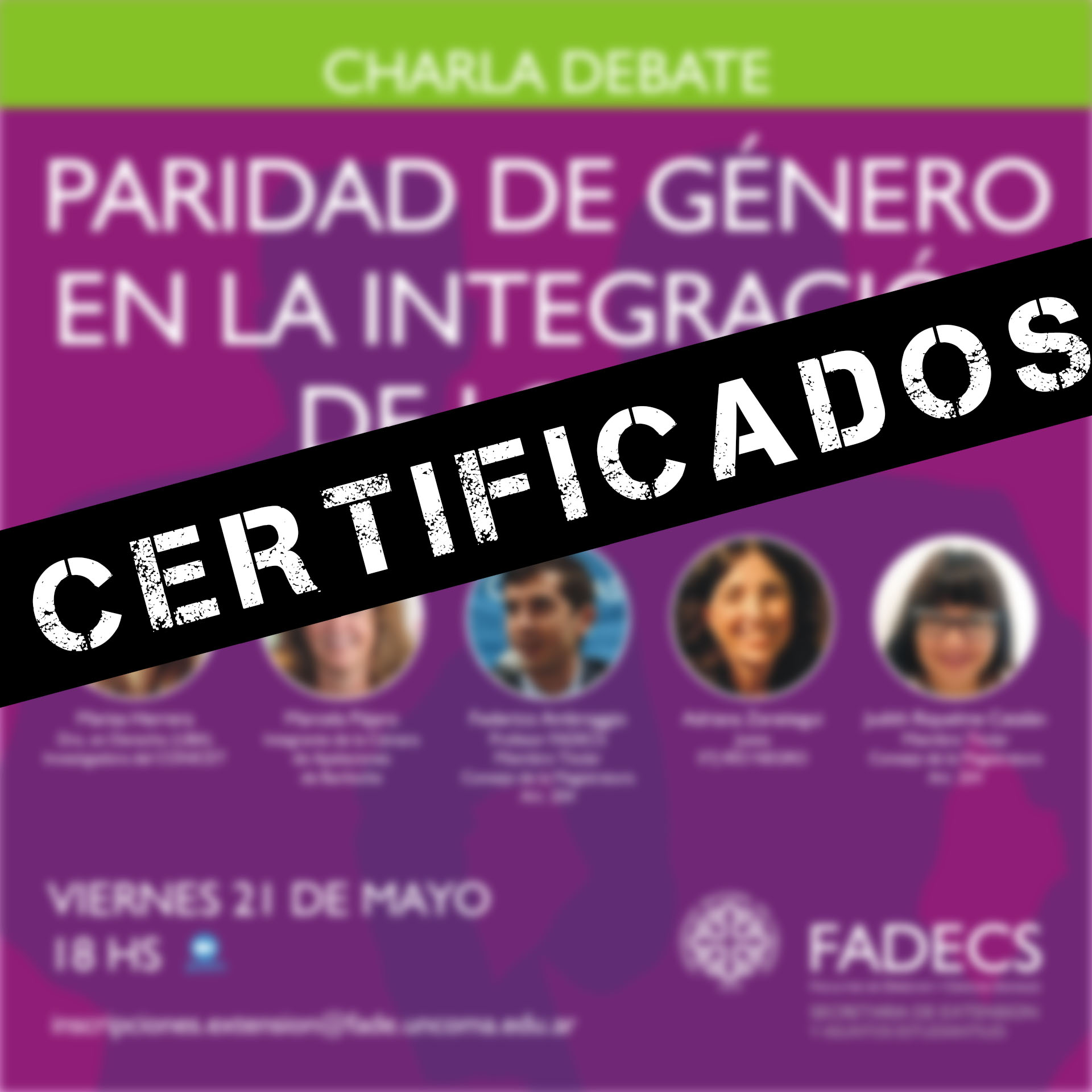 CERTIFICADOS CHARLA DEBATE SOBRE PARIDAD DE GÉNERO